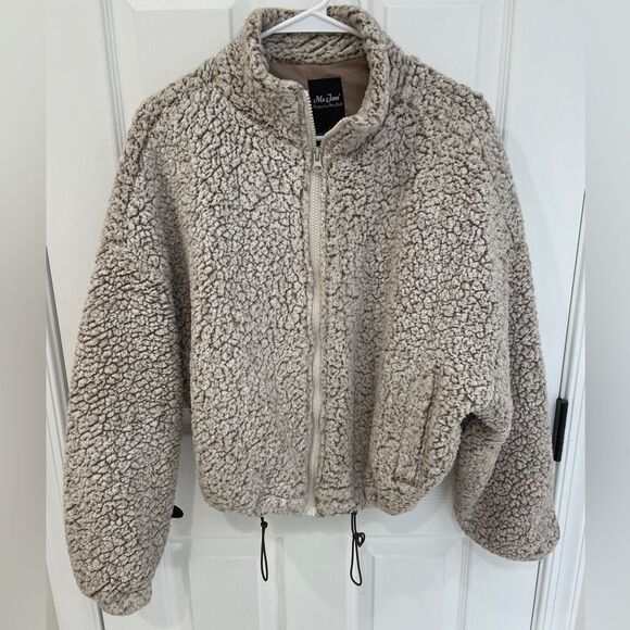Me Jane New York Tan Teddy Faux Sherpa Zip Up Jacket Women’s Size S - Picture 1 of 4
